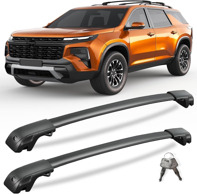 KINGGERI 300lbs Lockable Roof Rack Cross Bars Compatible with Chevy Chevrolet Traverse 2022 2023 2024 2025 2026 with Raised Side Rails, Heavy Duty Aluminum Roof Rails Crossbars Luggage Accessories - Image 1